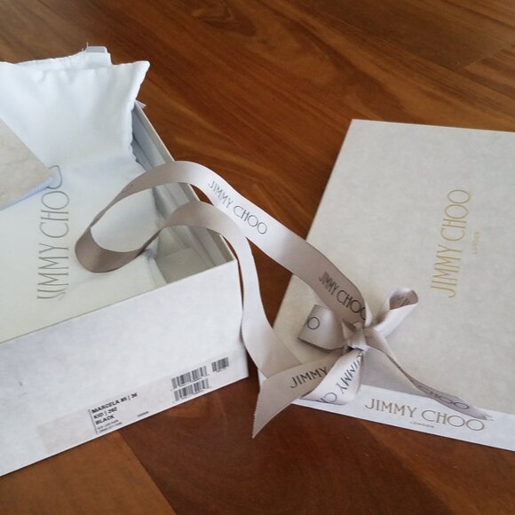 Jimmy Choo Marcela 85 Square-Toe Pumps in Black Calfskin Leather Size 6 - Picture 7 of 11